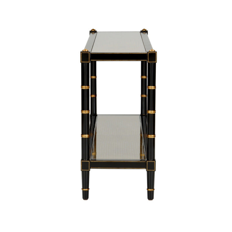Black Cabana Cane Console Table Side View