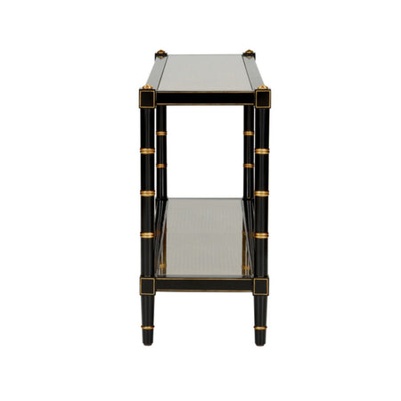 Black Cabana Cane Console Table Side View