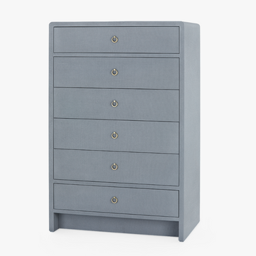 Blaine Tall Grey Dresser - Lacquered Linen Furniture - Dear Keaton Blaine Tall Grey Dresser - Lacquered Linen Furniture - Dear Keaton