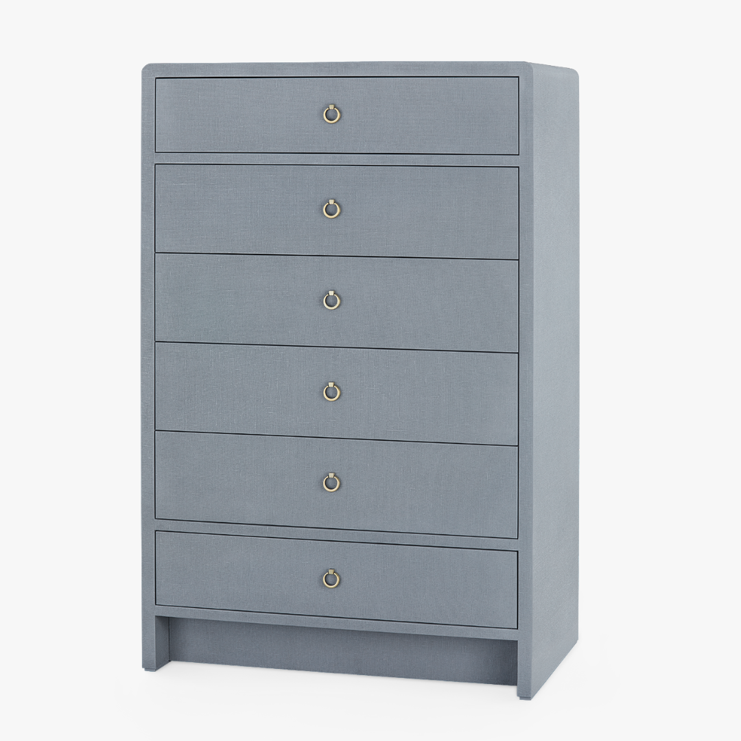Blaine Tall Grey Dresser - Lacquered Linen Furniture