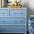Blakewell Blue Grasscloth and Matte Lacquer Chest styled