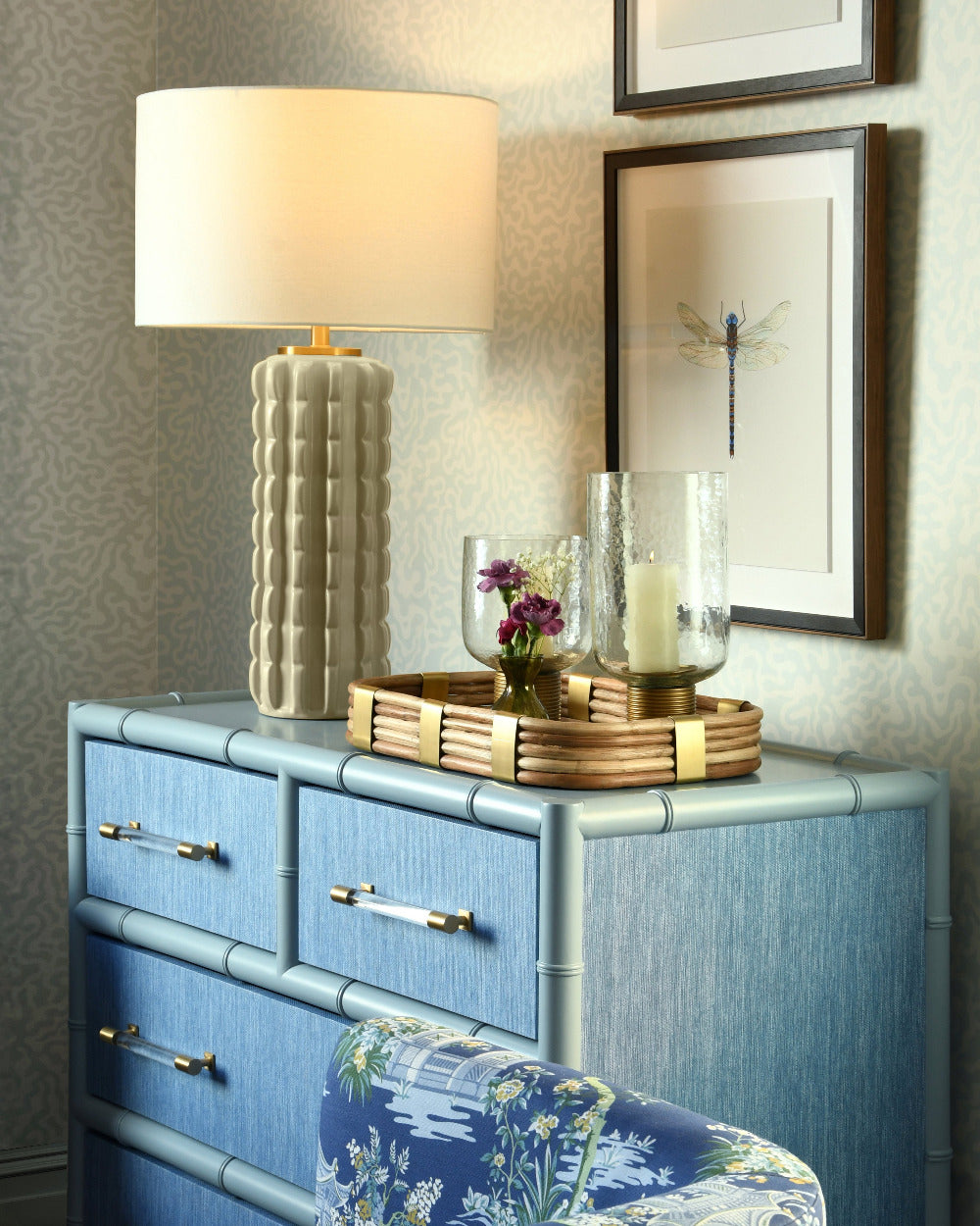 Blakewell Blue Chest - Grasscloth and Bamboo Furniture - Dear Keaton