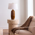 Blanton Toffee Table Lamp on burl side table