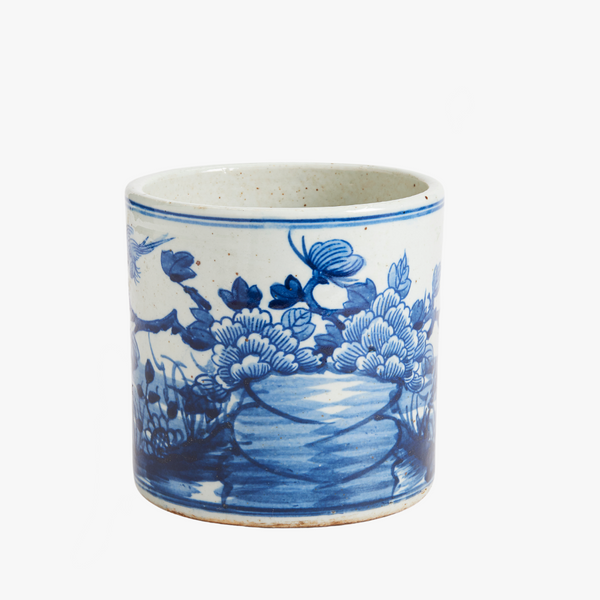 Blue Bird and Flower Planter - Shop Chinoiserie Decor