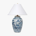 Blue Bird and Flower Jar Lamp - Medium size 23 inches tall
