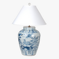 Blue Bird and Flower Jar Lamp - Large Size 31 inch tall