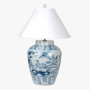 Blue Bird and Flower Jar Lamp