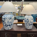 Blue Bird and Flower Jar Lamps - two sizes