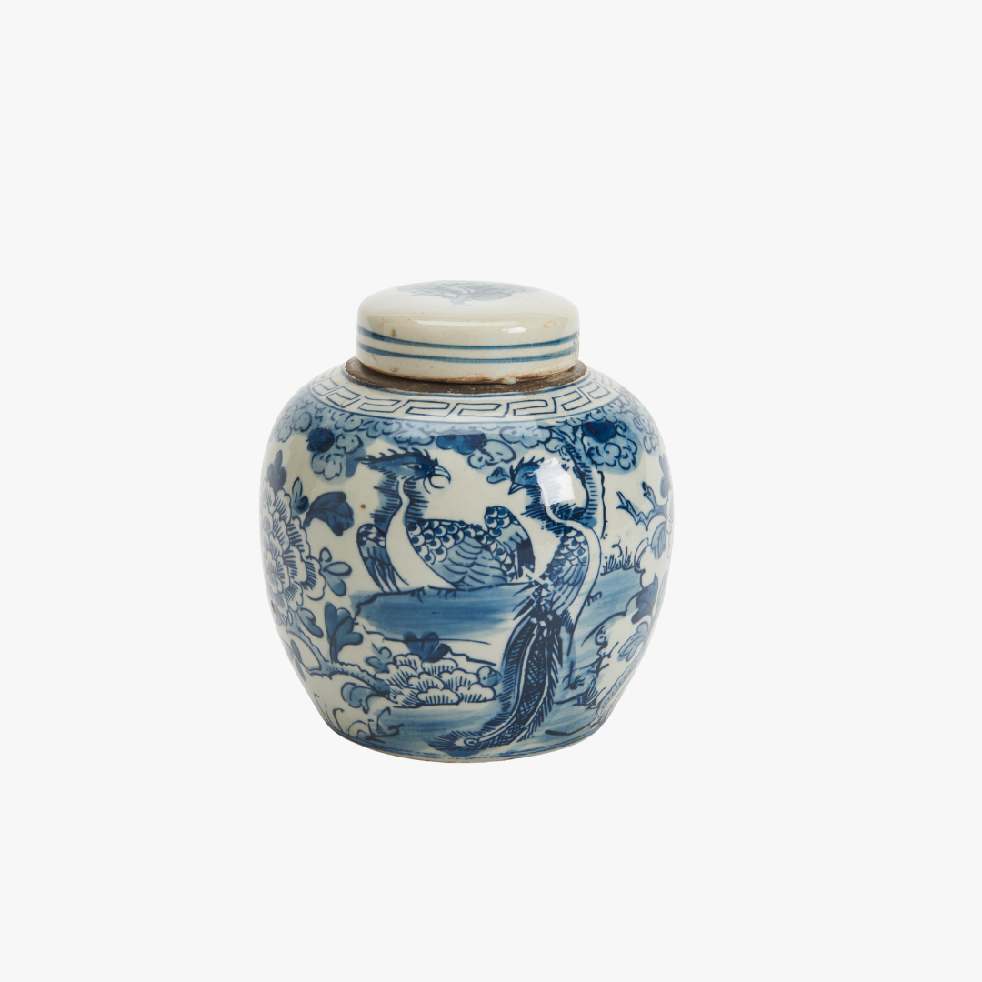 Blue Bird and Flower Mini Jar