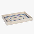 Blue Border Raffia Tray