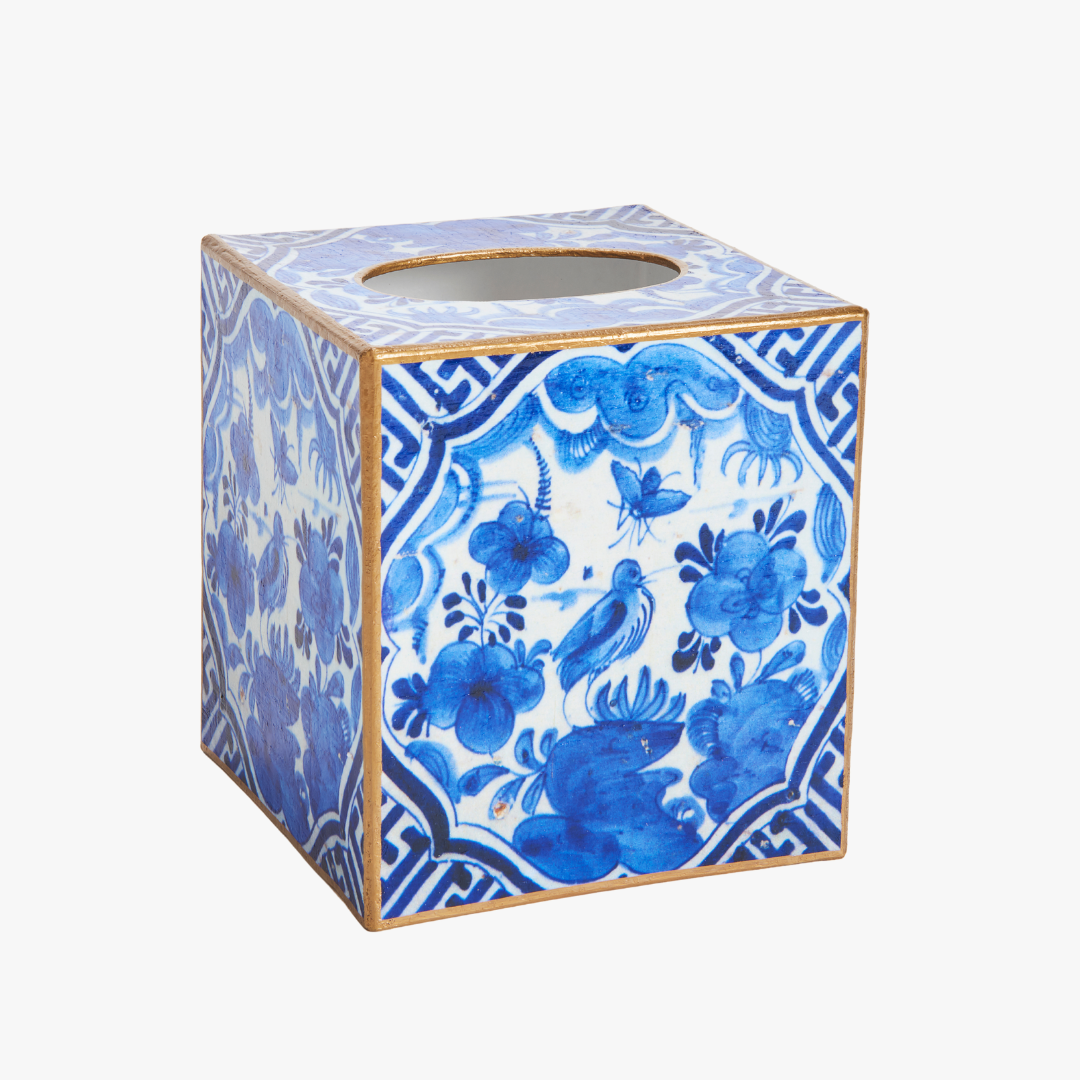 Blue Delft Bird Tissue Box Cover