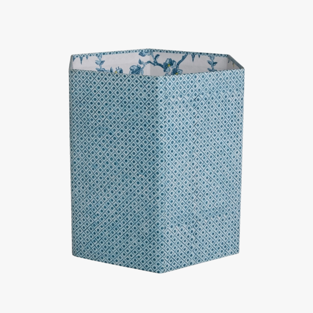 Blue Dot Wastebasket