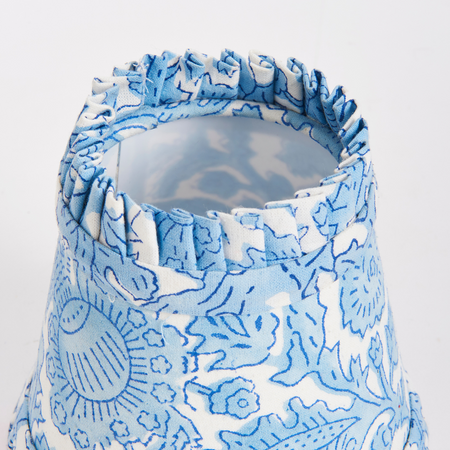 Blue Floral Cordless Lamp Shade closeup