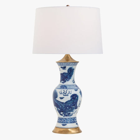 Blue Foo Dog Motif Table Lamp