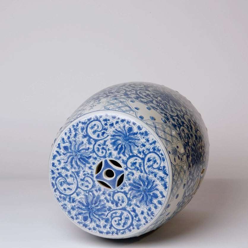 Blue Lotus Bloom Garden Stool - top view