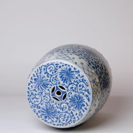 Blue Lotus Bloom Garden Stool - top view