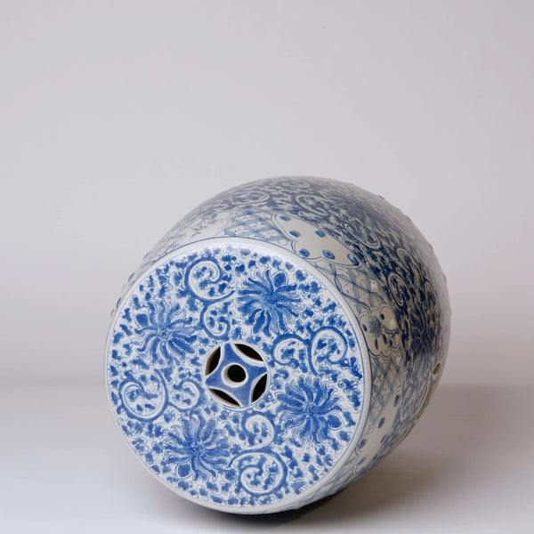 Blue Lotus Bloom Garden Stool - top view