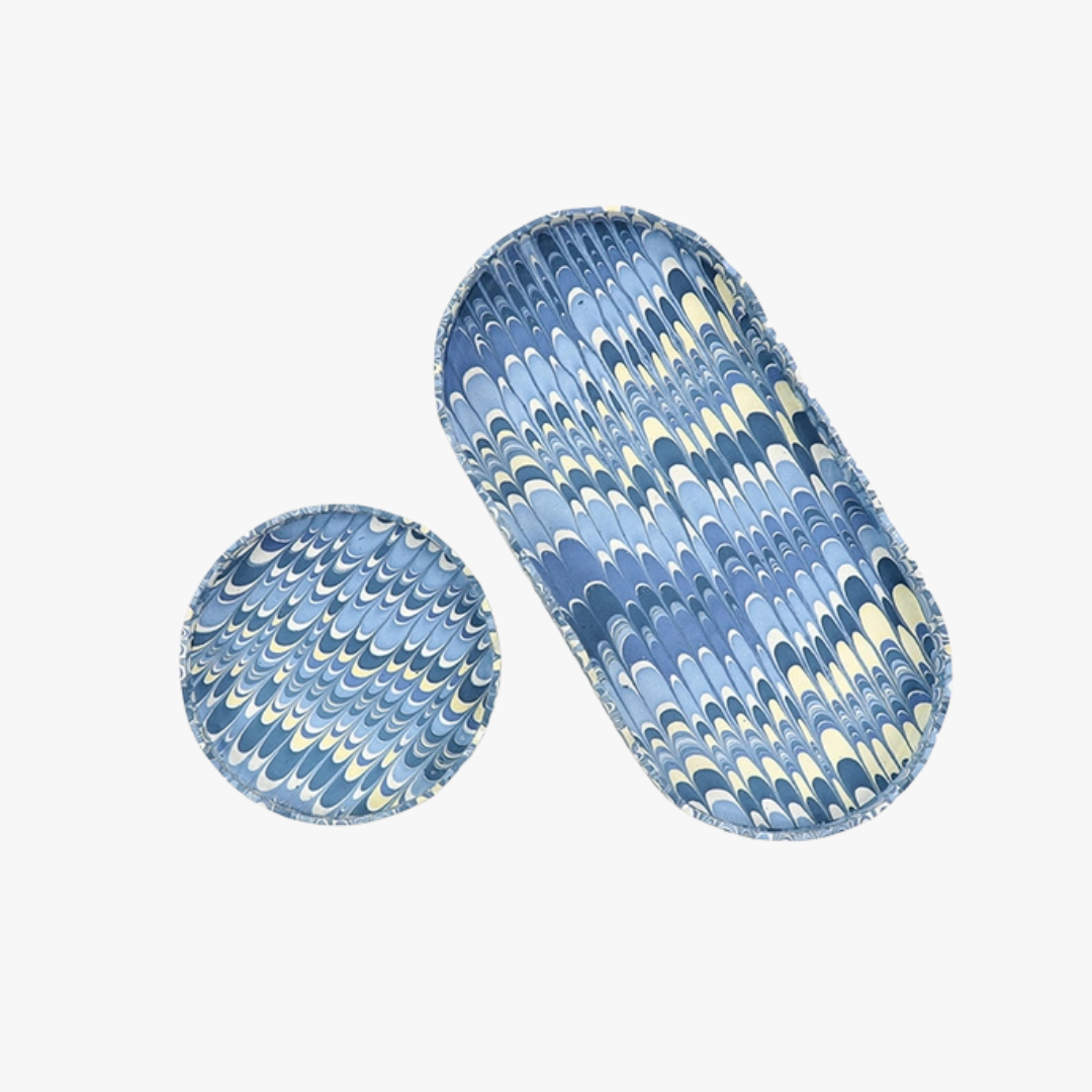 Blue Mountain Marbleized Tray Set
