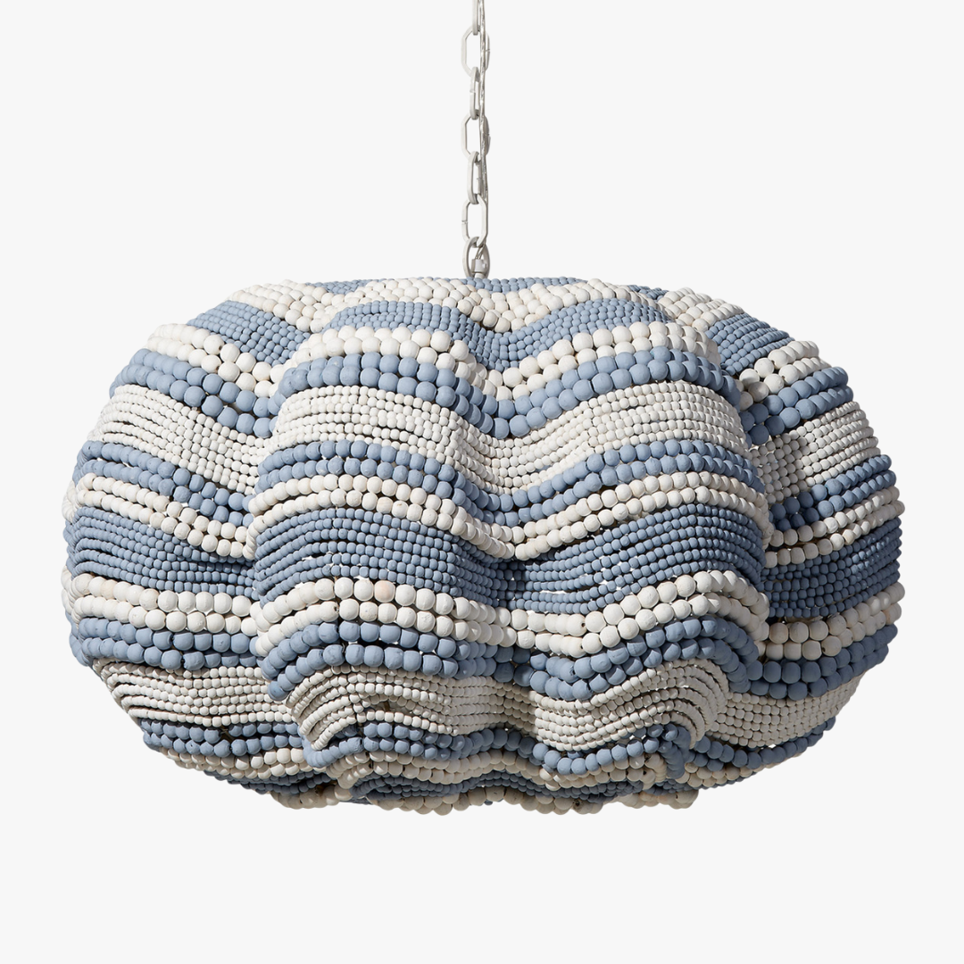 Blue Stripe Beaded Clamshell Chandelier by Dear Keaton