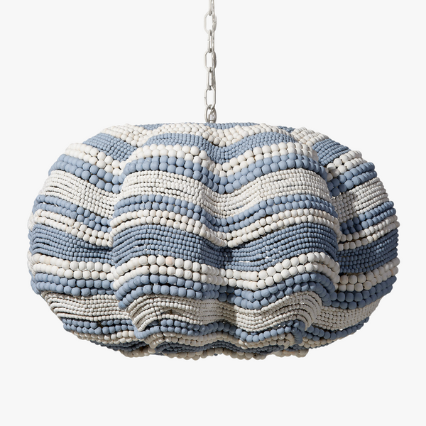 Blue Stripe Beaded Clamshell Chandelier