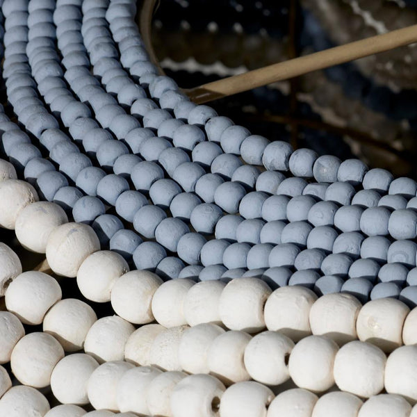 Blue Stripe Beaded Clamshell Chandelier closeup