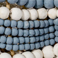 Blue Stripe Beaded Clamshell Chandelier closeup details of beads