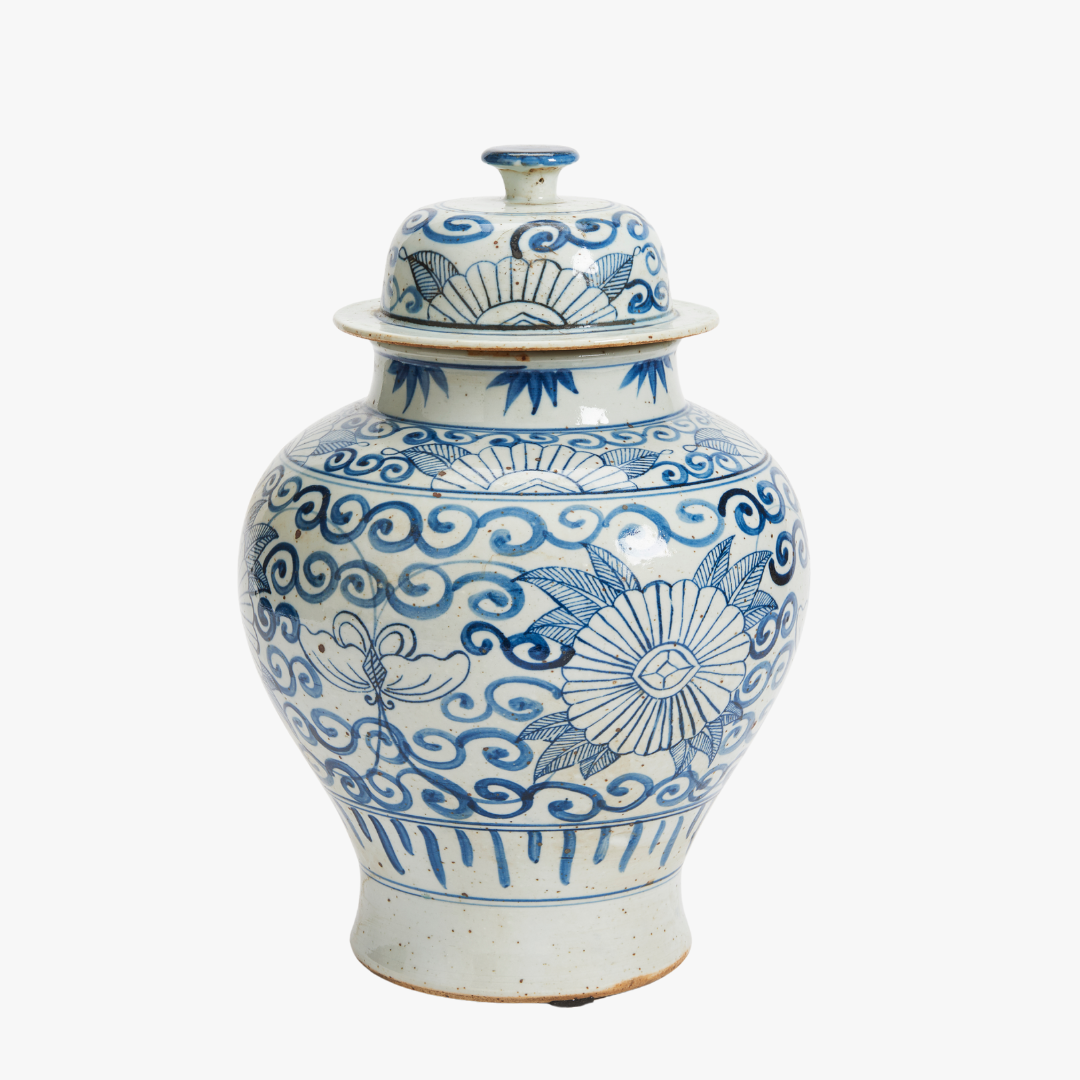 Blue Sunflower Temple Jar