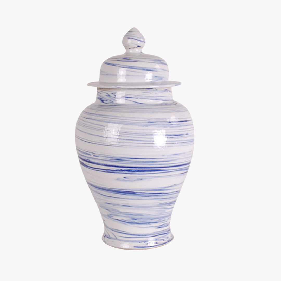 Blue Swirl Ginger Jar