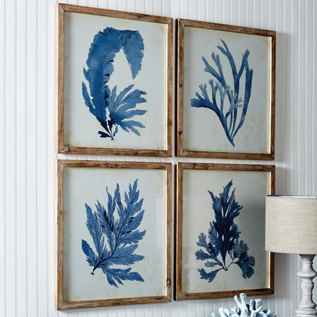 Blue Watercolor Coral Framed Prints styled in entry