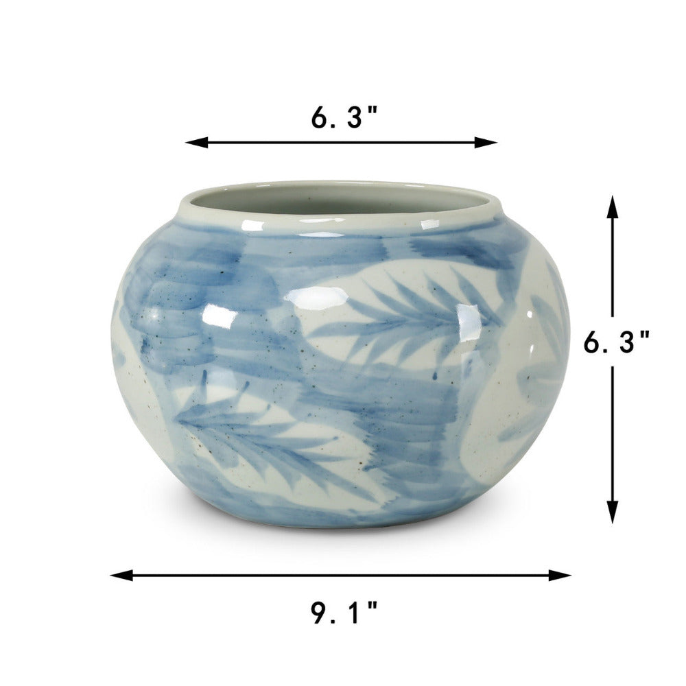 Blue and White Freya Round Pot dimensions