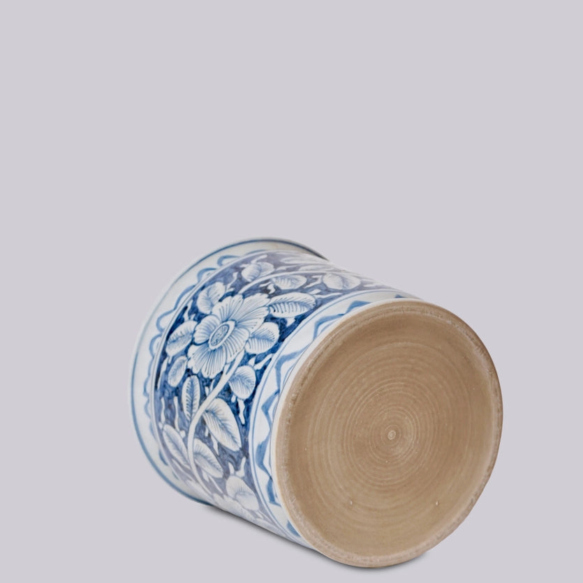 Blue and White Petunia Orchid Pot bottom