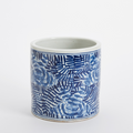 Blue and white Palm Frond Planter Cachepot