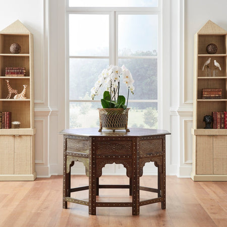 Bone Inlay Center Table with orchid planter