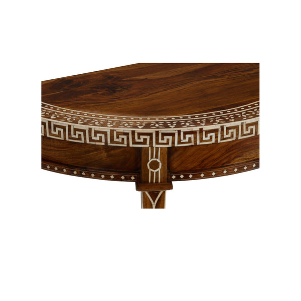 Bone Inlay Demilune Console Table closeup