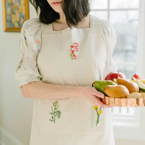 Botanical Embroidered Apron