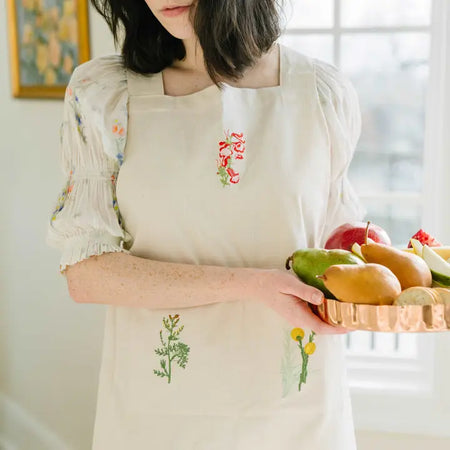Botanical Embroidered Apron