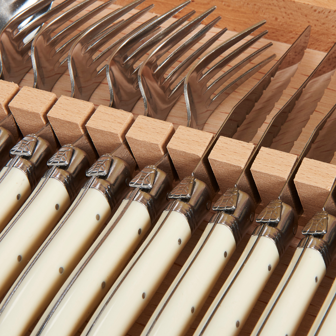 Boxed Laguiole Flatware Set - Bee Detail Closeup