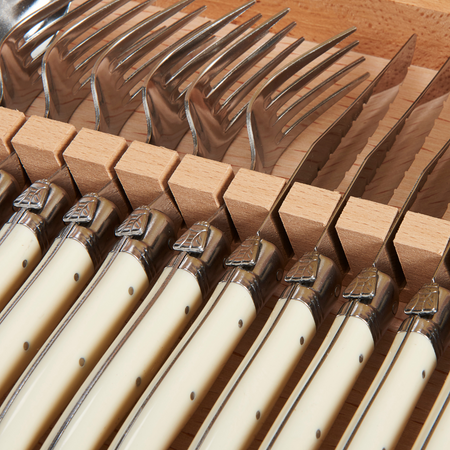 Boxed Laguiole Flatware Set - Bee Detail Closeup