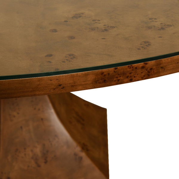 Bransford Dark Burl Round Dining Table - Hexagon Pedestal - Dear Keaton