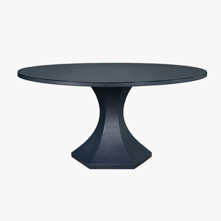 Bransford Navy Textured Linen Round Dining Table