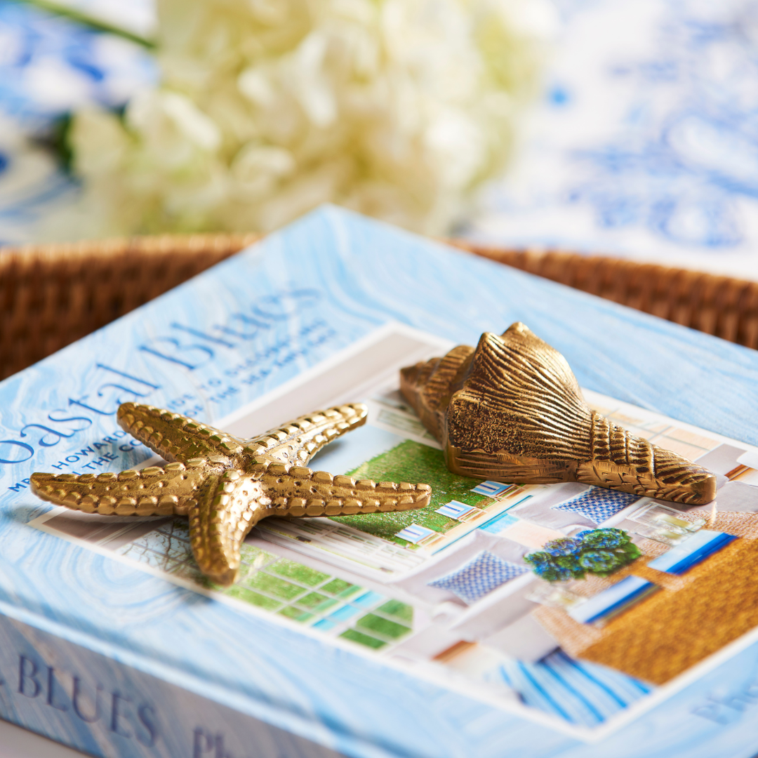 Brass Conch Shell and Starfish Paper Weights