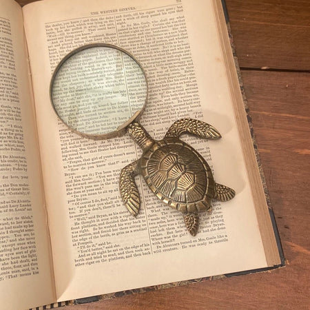 Brass Sea Turtle 2x Magnifying Glass styled on book