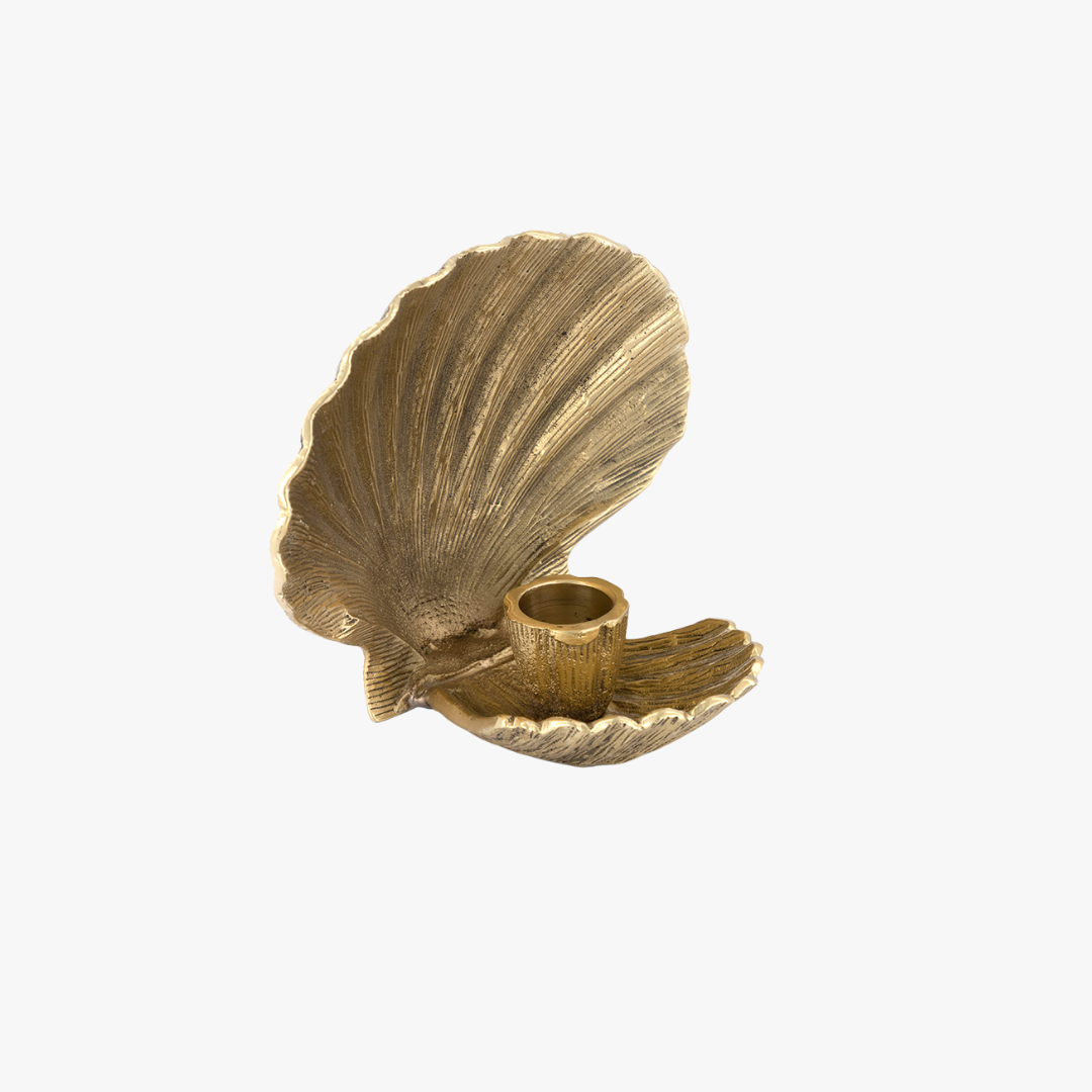 Shell Candle Container Brass Shell Candle Holder - Taper Candle Holders - Dear Keaton