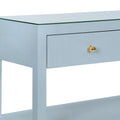 Brayden Light Blue Console Table brass round hardware