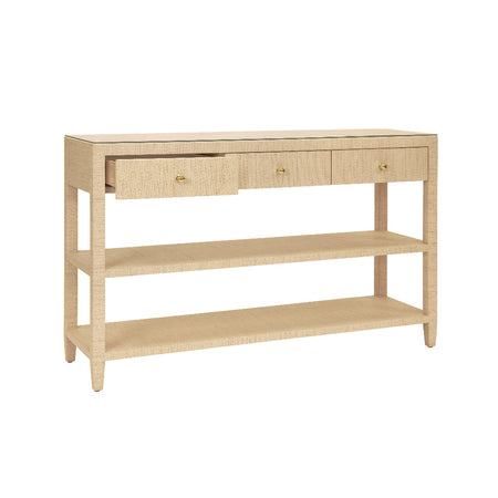 Brayden Natural Grasslcoth Console Table with open drawer