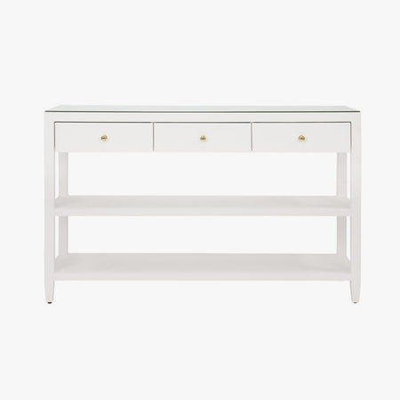 Brayden White Textured Linen Console Table