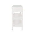 Brayden White Textured Linen Console Table side view