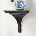 Breton Black Wood Wall Bracket with blue and white jar