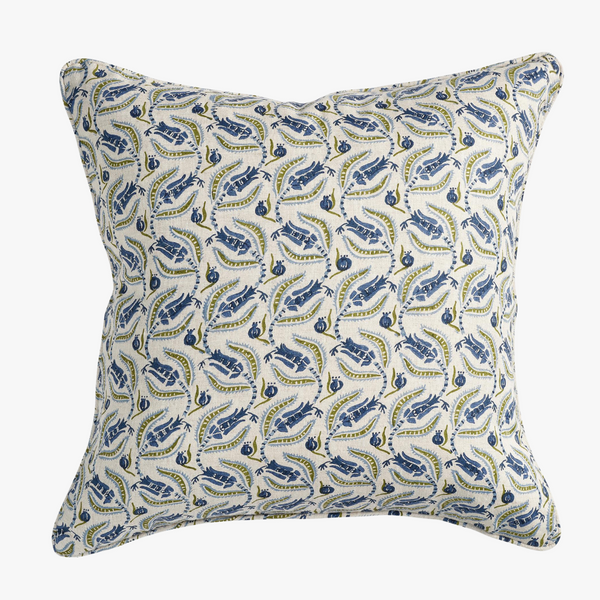 Broccato Moss Azure Pillow Cover