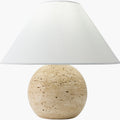 Bromley Travertine Mini Lamp with linen empire shade